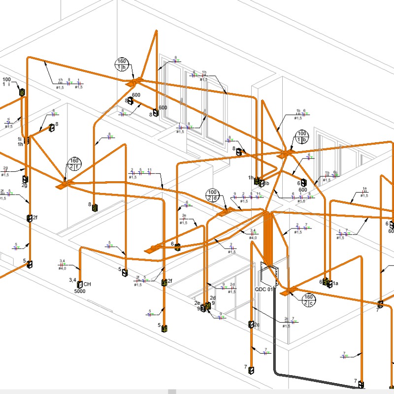 Projeto elétrico desenhado em software CAD